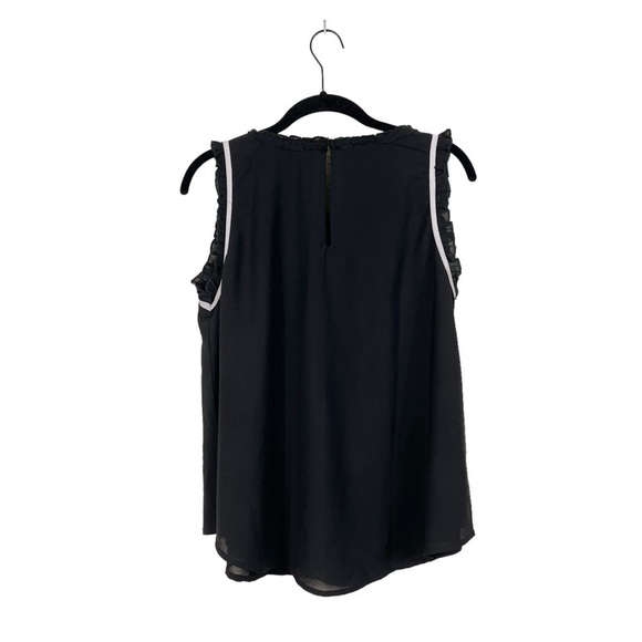 Mast & Harbour Black Ruffle Sleeveless Colorblock Trim Shell Top Size XL - Picture 4 of 6